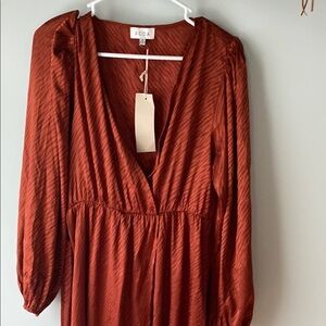 Red Long Sleeve Bohemian Dress